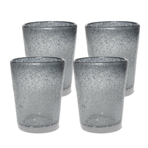 Hand Blown Drinkware Bubble Glasses (8 oz.  Set of 4)