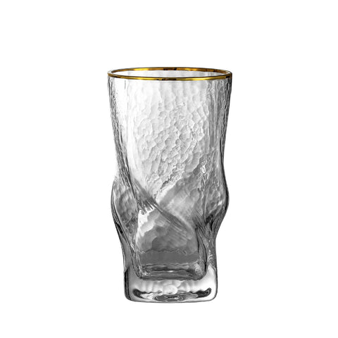 Gold Rimmed Hammer Twist Whiskey Glass (set of 4)