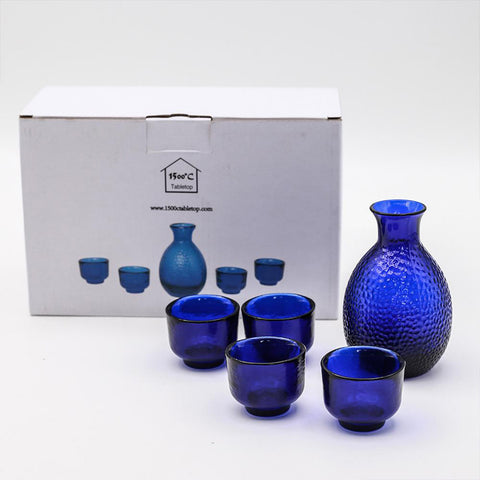 Japanese Glass Sake Set Drinkware 5 in 1 set