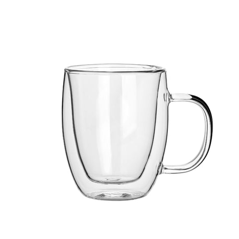 Double Wall Glass Coffee Mug with Handle (12.3 oz. set of 4)