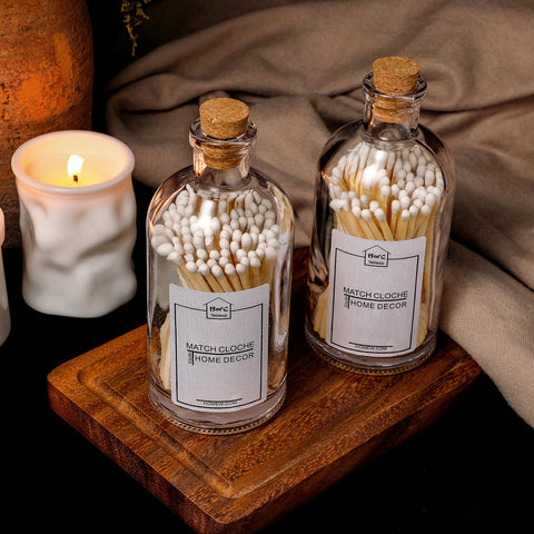 Match Cloche Long Matches in Glass Jar Set of 2, 100 pc 4"