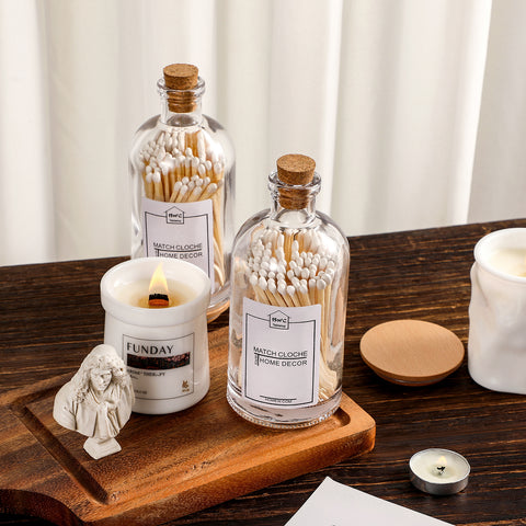 Match Cloche Long Matches in Glass Jar Set of 2, 100 pc 4"