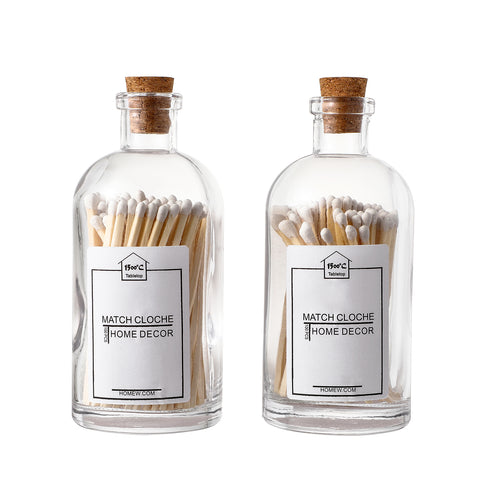 Match Cloche Long Matches in Glass Jar Set of 2, 100 pc 4"