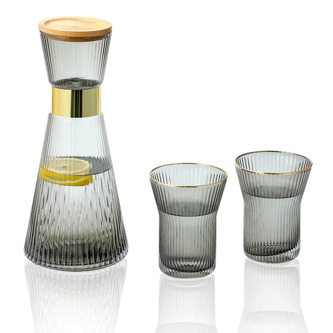 Hand-Blown Bedside Carafe and Glasses Set