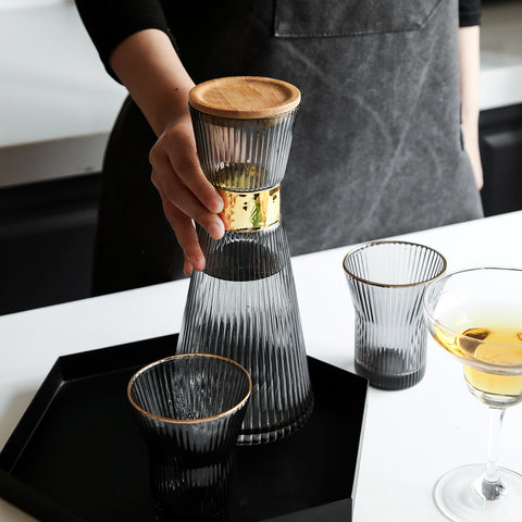 Hand-Blown Bedside Carafe and Glasses Set