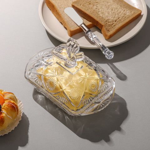 Butterfly Handle Butter Dish with Lid and Knife