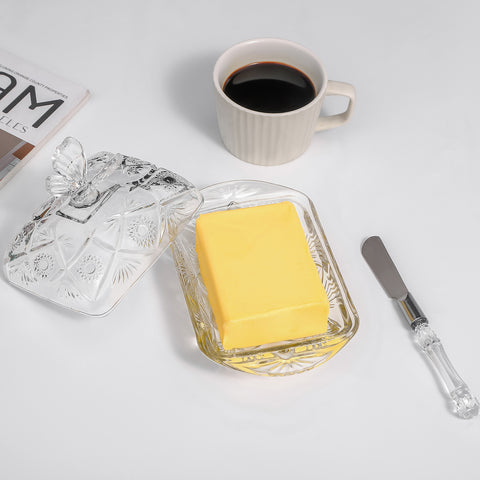 Butterfly Handle Butter Dish with Lid and Knife