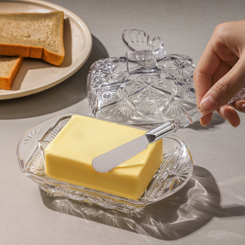 Butterfly Handle Butter Dish with Lid and Knife