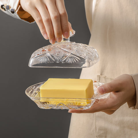 Butterfly Handle Butter Dish with Lid and Knife