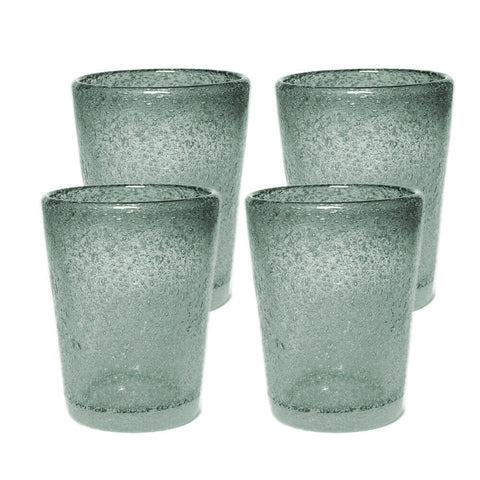 Hand Blown Drinkware Bubble Glasses (8 oz.  Set of 4)
