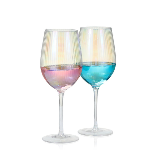 Iridescent Wine Glass set of 2/4/6, 19 oz Pretty Cute Cool Rainbow Colorful Halloween Glassware