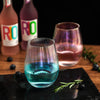 Iridescent stemless wine glasses set of 2/4/6 Unique Cute Gift Idea