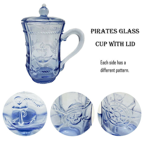 Colorful Pirate Design Tea Cups with lid (10oz,  set of 2)
