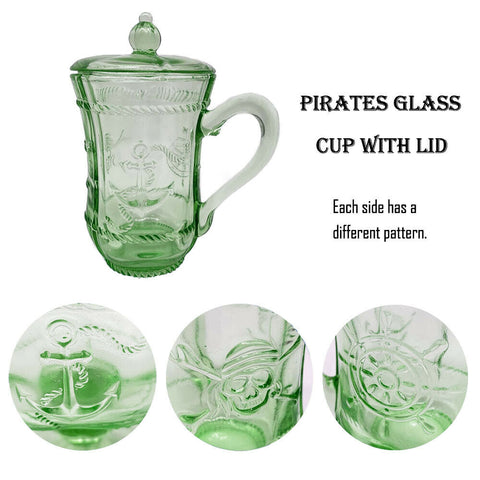 Colorful Pirate Design Tea Cups with lid (10oz,  set of 2)