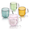 Colorful Double Wall Glass Coffee Mugs with Handle set of 4