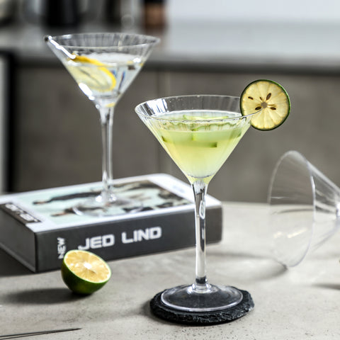 Ribbed Optic Martini Glasses set of 4