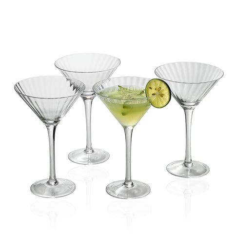 Ribbed Optic Martini Glasses set of 4