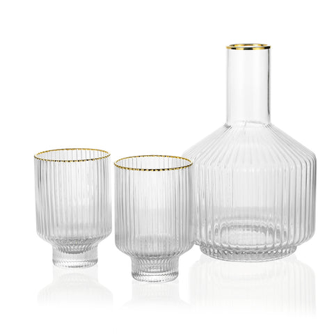 Tiara Optic Swirl Bedside Carafe Gold Rim