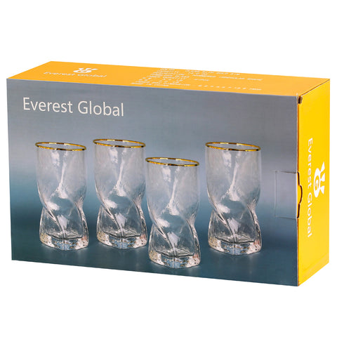 Gold Rimmed Hammer Twist Whiskey Glass (set of 4)