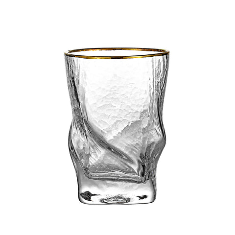 Gold Rimmed Hammer Twist Whiskey Glass (set of 4)