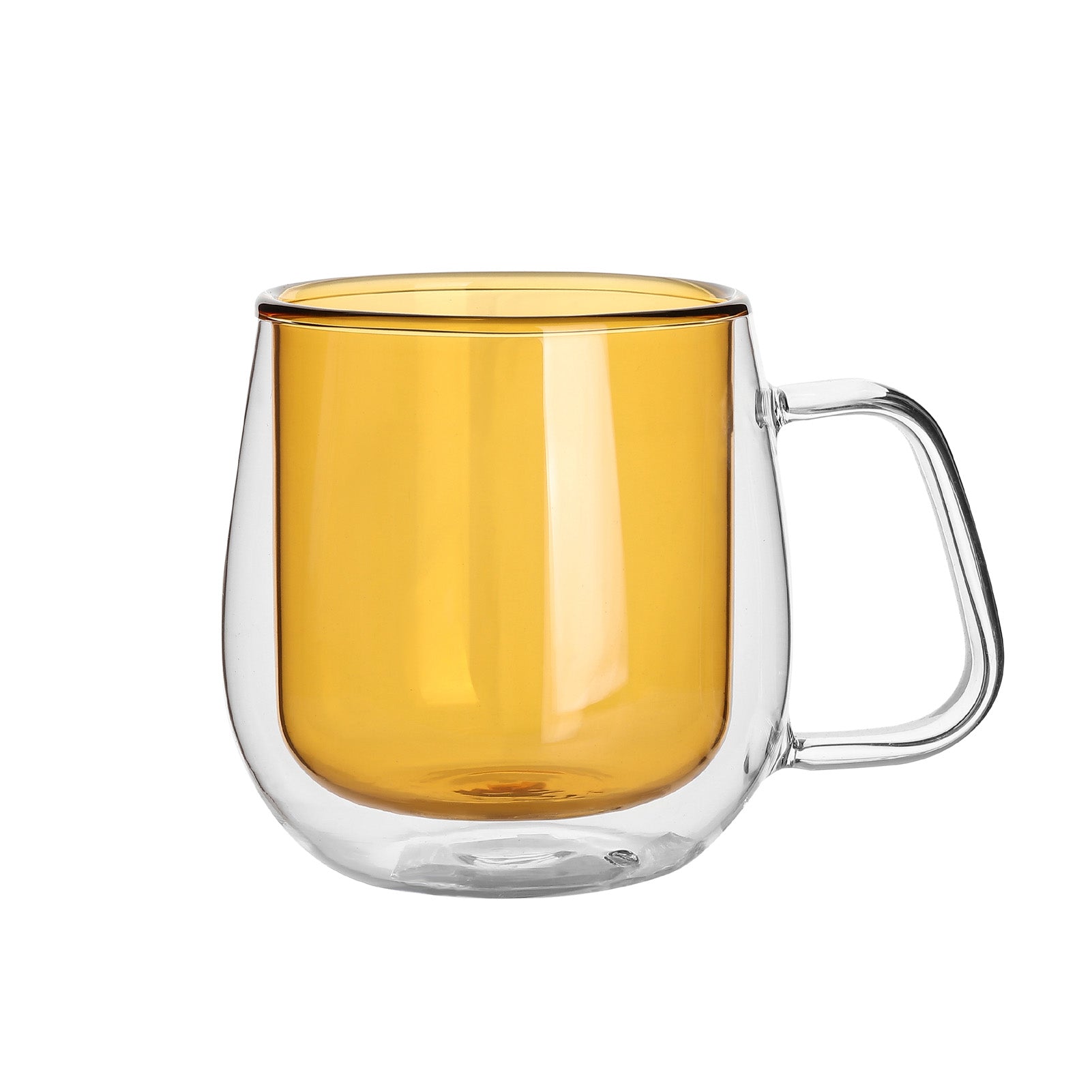 Colorful Double Wall Glass Coffee Mugs with Handle set of 4 HOMEW INC